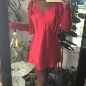 Vintage Red lace silk dress